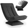 Juskys Poltrona Relax Korsika - Ergonomica e girevole a 360°, pieghevole con imbottitura a 5 strati - Poltrona in velluto comoda per il salotto - Grigio