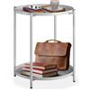tectake® Tavolino Salotto 45,5 x 45,5 x 53 cm, Tavolino da salotto Tondo Basso, Mobile Soggiorno, Ripiano a Vassoio, Mobiletto Salvaspazio Divano, Camera, Ufficio, Soggiorno, Design Rustico - Grigio