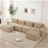 Bladez Divano letto modulare a 4 posti, a forma di U, con ottomano, senza montaggio, seduta profonda, a compressione Boneless, combinabile, divano lounge per soggiorno (beige, 4 posti + 2)