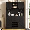 Huayz Armadietto da cucina con ripiani regolabili e scaffale per vino, buffet a 4 ante e 2 cassetti, credenza per cucina e soggiorno, 120 x 40 x 188 cm (nero)