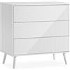 HOMN LIVING Cassettiera Telmo 3 cassetti Colore Bianco, 80 cm (Larghezza) 40 cm (profondità) 80 cm (Altezza)