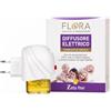 FLORA Diffusore Elettrico Zeta Free + Ricarica 25 ml - Miscela di Oli Essenziali Naturali (Citronella, Geranio, Lavanda, Neem), Profumo Fresco per Interni Poco Gradito agli Insetti, Fino a 30 Not