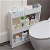 HUOLE Carrello Carrellino Slim Stretto Salvaspazio Cucina Bagno Ripostiglio con Ripiani e 3 Ruote, Scaffale Portaoggetti Multiuso con rotelle-54,5 * 12,5 * 71 cm -tre strati