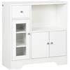 HOMCOM Credenza Cucina con Vano Aperto, Armadietti, Anta in Vetro e Cassetto, Mobile Cucina con Ripiani Regolabili, Buffet Credenza per Sala da Pranzo e Soggiorno, Design Moderno, 80x30x82 cm, Bianco