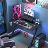 PIPIPOXER Scrivania Gaming 100x55x75cm, Tavolo Ergonomico a Z con Supporto Schermo, Fibra di Carbonio, Porta Bicchiere, Ganci Cuffie