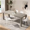 Mobili Fiver, Tavolo Allungabile Moderno, Iacopo, 140(220) x90 cm, Grigio Cemento, per 6-10 persone, Tavolo Cucina, Soggiorno, Made in Italy