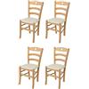 t m c s Tommychairs - Set 4 sedie modello Cuore per cucina bar e sala da pranzo, robusta struttura in Legno di faggio color naturale e seduta rivestita in tessuto colore avorio