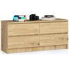 AKORD Cassettiera K-120 con 4 Cassetti | Moderna Mobiletto per Soggiorno Sala da Pranzo Camera da Letto Corridoio Bagno | Armadio Cameretta | 120x55x40 cm |Handgemaakt Eiken