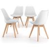 Mobili Fiver, Sedie in stile nordico Greta, Set da 4, Bianco, Polipropilene - Multistrato di Faggio, Sedie Moderne per Cucina, Soggiorno