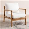 chairus Poltrona da Salotto in Legno Poltroncina Imbottita in Tessuto Poltrona Moderna Design per Soggiorno/Camera da Letto/Lettura, Biege