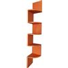 MECSAL CASALINGHI Mensola scaffale angolare da parete muro 5 ripiani portaoggetti, in legno, colori assortiti, cucina, soggiorno camera da letto, studio (arancione)