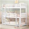 Oxtao Letto a castello a tre letti a castello per bambini, 90 x 200 cm, letto a castello per tre, rimovibile in letto singolo, letto matrimoniale, letto matrimoniale persone, letto per ospiti in pino