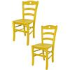 t m c s Tommychairs - Set 2 Sedie modello Cuore per cucina bar e sala da pranzo, robusta struttura in legno di faggio verniciata in anilina gialla e seduta in legno