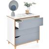 COSTWAY Cassettiera in Legno, Cassettiera Moderna con 3 Cassetti, Maniglia Incorporata e Dispositivo Anti-ribaltamento, per Camera da Letto, Ingresso, Cabina Armadio, 75 x 42 x 75 cm (Grigio)