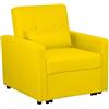 Totò Piccinni Poltrona Pouf Prestodormo pronto letto con Cuscino (Giallo Senape, Con Braccioli)