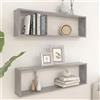 HaoChrymec Mensole Modulari 2 Pezzi, Scaffali a Cubo in Legno Composito, Design Moderno Grigio Cemento per Soggiorno o Camera, 100 x 15 x 30 cm