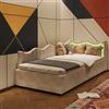 HFASD Divano letto singolo 90x200 cm, letto singolo imbottito con contenitore idraulico e illuminazione a LED, letto imbottito bambino, per soggiorno e camera da letto, Velluto, senza materasso (Beige)