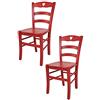 t m c s Tommychairs - Set 2 Sedie modello Cuore per cucina bar e sala da pranzo, robusta struttura in legno di faggio verniciata in anilina rossa e seduta in legno