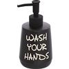 Inbagno Dispenser Sapone Liquido in Ceramica Nero con Stampe a Contrasto, Stile Moderno, capacità 330 ml