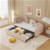 KecDuey Letto imbottito, lettino per bambini 90 x 200 cm, divano letto estraibile in velluto imbottito con rete a doghe, moderno letto Daybed Frame (rosa chiaro)