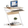 SogesPower Scrivania Portatile per Computer, Piccola Scrivania Doppia, con Ruote Universali Bloccabili e Vassoio per Tastiera, 60 x 46 x 73 cm, Acero