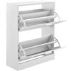 [en.casa] Scarpiera Salvaspazio con 2 Ante a Ribalta Armadio Portascarpe Alto Stretto per Ingresso Corridoio 63 x 24 x 81cm Bianco