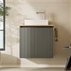 Planetmöbel Set mobili da bagno Lavabo con mobile sottolavabo | 56 x 55 x 30 cm antracite, con rubinetteria e set di scarico cromato per lavandino, ospiti e bagno