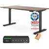 Ergotopia Desktopia Pro X Scrivania Elettrica con Altezza Regolabile con Garanzia di 7 Anni, Scrivania Ergonomica con 9 Posizioni Memorizzate (Piano: Noce, Struttura: Nero, 180 x 80 cm)