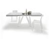 Mobili Fiver, Tavolo Allungabile Romina 140(220) x90 cm, Grigio Cemento con Gambe in Ferro Bianche, per 6-10 persone, Tavolo Cucina, Soggiorno, Made in Italy