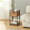 [en.casa] Comodino con Cassetto e Ripiano Tavolino Laterale da Divano Mobiletto Notturno da Letto Tavolino Basso 62 x 33 x 32 cm Nero/Effetto Legno Intarsiato color Noce