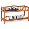 HOMASIS Scaffale Portascarpe in Legno, Scarpiera Salvaspazio con Ganci Metallici Laterali, Organizzatore di Scarpe per Corridoio, Soggiorno o Camera da Letto (74 x 26 x 42 cm)
