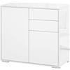 HOMCOM Mobiletto 2 Cassetti e 2 Ante, Apertura a Pressione, Mobile con 2 Cassetti e 2 Ante per Casa e Ufficio, 79x36x74cm, Bianco Opaco