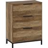 HOMCOM Cassettiera 3 Cassetti con Maniglie Nere Antiribaltamento Mobile Cassettiera in Metallo e Truciolato 62x35x82 cm Marrone scuro