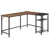 HOMCOM Scrivania Angolare in Stile Industriale con Ripiano Laterale, in Legno e Metallo Nero, 150x120x75cm