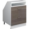 Vicco Mobile cucina sottotetto R-Line, Grigio nobile, 60 cm con 2 cassetti, carcassa 60 cm profondità, per la libera combinazione all'interno di sistemi cucina modulari