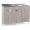 REDÒKASA Sottolavello per cucina componibile da 120 cm con tre ante, realizzata in legno 100% MADE IN ITALY (Con Lavello Vasche a Destra, Olmo)