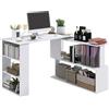 HOMCOM Scrivania Angolare Reversibile con 5 Ripiani Portaoggetti, Scrivania ad Angolo per Computer in Legno, per Ufficio, Soggiorno e Studio, Stile Industriale, 120x110x74.5 cm, Bianco