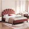 Generic Letto Matrimoniale 140x200 Giroletto Con Testiera A Forma Di Fiore E Rete A Doghe Letto Imbottito Per Adulti Letto Per Gli Ospiti Per Camera E Camera Degli Ospiti Letto Per Fagiolo Rosso