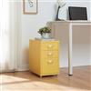 [en.casa] Cassettiera da Ufficio con Rotelle 48 x 28 x 41 cm Organizzatore da Ufficio a 3 Cassetti Mobile Contenitore in Acciaio - Giallo