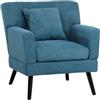 Totò Piccinni Poltrona KETTY in Tessuto Patchwork poltroncina imbottita con braccioli e piedi in legno (Tessuto Blu New, Poltrona)