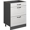 Vicco Mobiletto base per cucina R-Line, Bianco country, 60 cm | Frontale in MDF · Senza piano di lavoro · Piedini regolabili in altezza · ✓ Facile accesso · Liberamente combinabile