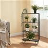 [en.casa] Scaffale da Terra Libreria Bassa in Metallo Scaffale Portapiante a 3 Ripiani Mobile Espositore con Struttura a Rete 90 x 50 x 19 cm Nero