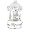 Generico Giostra Musicale LED Decorativa, Carillon in Ceramica Bianca, con Cavallo, 17 cm, Collezione Alexia Argenti