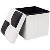 Rebecca Mobili Puff Baule bianco e nero, imbottito, urban, salotto camera da letto - Misure 30 x 30 x 30 cm (HxLxP) - Art. RE4258