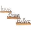 levandeo Set di 3 lettere in legno di mango, con scritta Love Home Relax Silver Mango, decorazione da tavolo