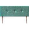 DHOME Testiera Imbottita in Tessuto Luxury Liscio con Bottoni e Gambe Testiere Imbottita per Letto di Lusso (Lineal Green, 160x115cm)