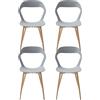 HJhomeheart Set di 4 Sedie da Pranzo Moderne Sedie da Cucina con Gambe in Metallo (Rovere), Sedie da Ufficio in Stile Scandinavo, Design con Schienale Cavo, Grigio+Rovere