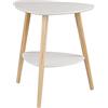 eSituro Tavolino da Caffè Bianco, Tavolino a 2 Ripiani, Struttura Triangolare, per Salotto, Balcone, Ufficio, Camera da Letto, in MDF e Legno di Pino, 50x40x55cm SCD0085