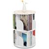 Desnysmf Libreria girevole da 40 x 59,5 cm, 8 scomparti, per bambini e adulti, scaffale multifunzione in legno massello a 2 livelli (bianco)