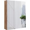 Vicco Mobile a specchio per bagno Irma, Bianco/quercia, 60 x 75 cm